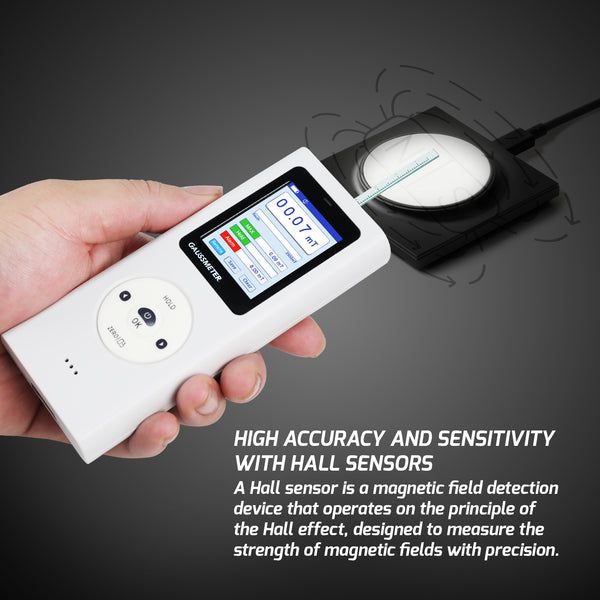 EMF-506 Digital Gauss Meter / Tesla Meter - High Precision Portable Magnetic Field Detector 0~25k Gs (0~2500 mT) Range for Magnet Testing, Motors & Industrial Applications HD Colored Display with Hall Sensor