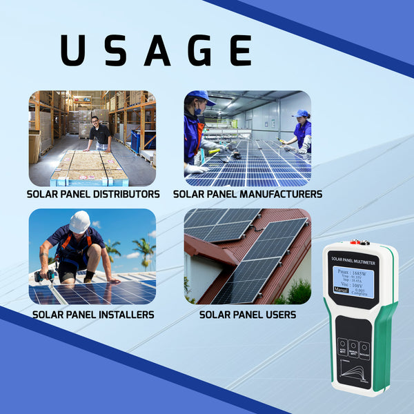EMF-509 Solar Panel Meter 5-1800W MPPT Tester with Auto/Manual Detection Voltage, Current, Photovoltaic Panel Multimeter for PV Systems