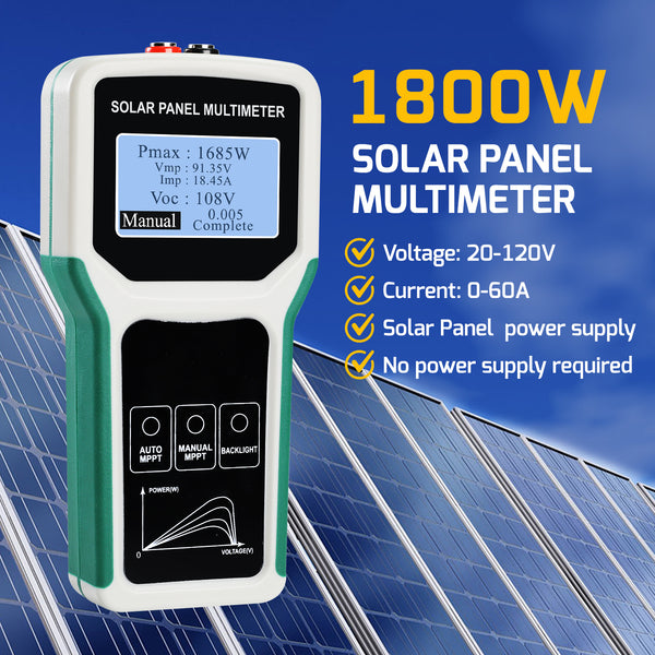 EMF-509 Solar Panel Meter 5-1800W MPPT Tester with Auto/Manual Detection Voltage, Current, Photovoltaic Panel Multimeter for PV Systems