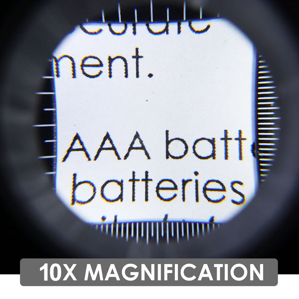 GEM-309LI 10x Magnification Magnifying Glass Jewelers Loupe, 6 Lights Desktop Metal Magnifier Portable Folding Scale Eye Loop for Textile Optical Jewelry Tool Coins Currency Stamps Rechargeable Battery