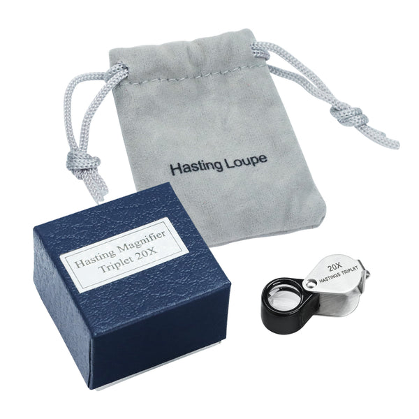 GEM-395 20x Magnification Hasting Jewelry Mini Loupe Optical Glass Triplet Lens Stainless Steel Body Foldaway Pocket Magnifying Tool Stamp & Coin Hobbyists Watch Repair Mechanic
