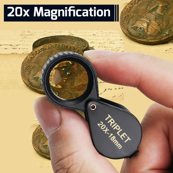 GEM-451_20X Magnifier 20x Mini Jeweler Loupe 18mm High-Quality Optical Triplet Lens Battery Free Inspection Ideal for Jewelers, Gemologists, Collectors and Repairs