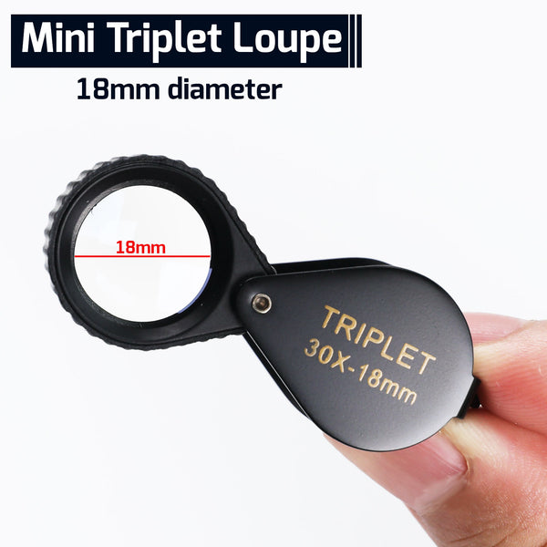 GEM-451_30X Magnifier 30x Mini Jeweler Loupe 18mm High-Quality Optical Triplet Lens Battery Free Inspection Ideal for Jewelers, Gemologists, Collectors and Repairs