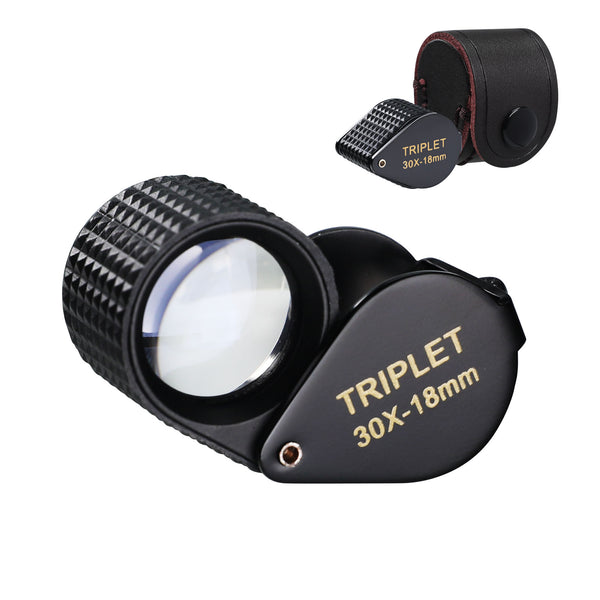 GEM-451_30X Magnifier 30x Mini Jeweler Loupe 18mm High-Quality Optical Triplet Lens Battery Free Inspection Ideal for Jewelers, Gemologists, Collectors and Repairs