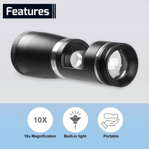 GEM-463 Portable 10x Darkfield Loupe Polariscope Gemology Magnifier Gemstone Tester 20.5mm Lens Viewing Diameter