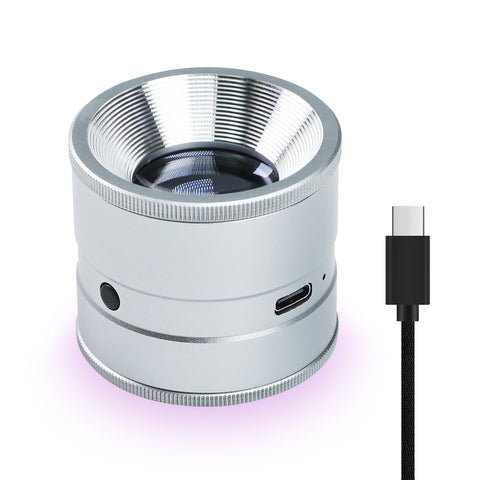 GEM-522 10X Magnifying Scale Loupe White & Purple LED Lights Adjustable Focus Rechargeable Magnifier Glass Lens for Jewelers, Collectors, Hobbyists, and Professionals