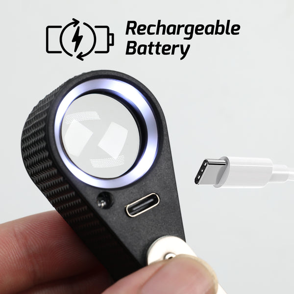 GEM-535 Gem Loupe 10X or 30X Magnification Rechargeable LED Loupe Triplet Lens UV / Warm / Natural / White Light Stainless Steel Magnifier for Jewelry, Watch, Jewelry Inspection