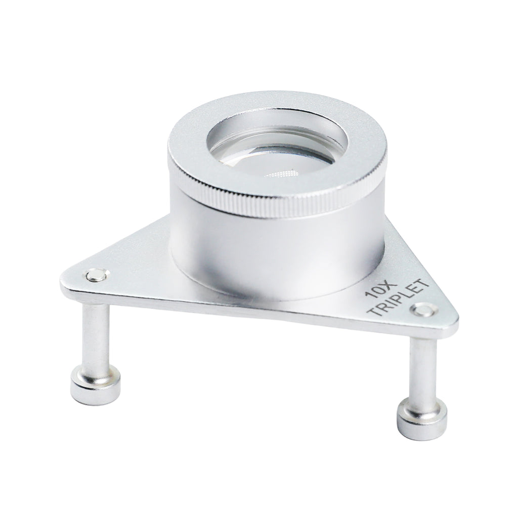 GEM-539 10X Jewelers Tripod Eye Loupe Magnifier Bench/Table Magnifying Glass Triplet Lens Magnification for Gemstone Inspection, Sorting & Grading