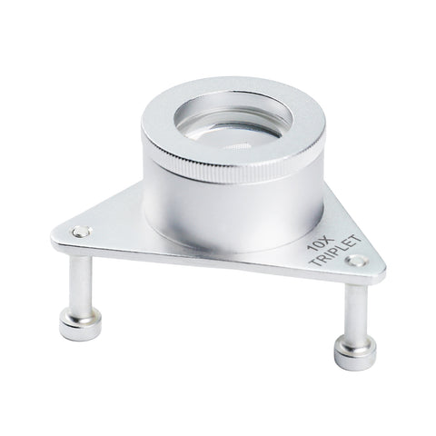 GEM-539 10X Jewelers Tripod Eye Loupe Magnifier Bench/Table Magnifying Glass Triplet Lens Magnification for Gemstone Inspection, Sorting & Grading