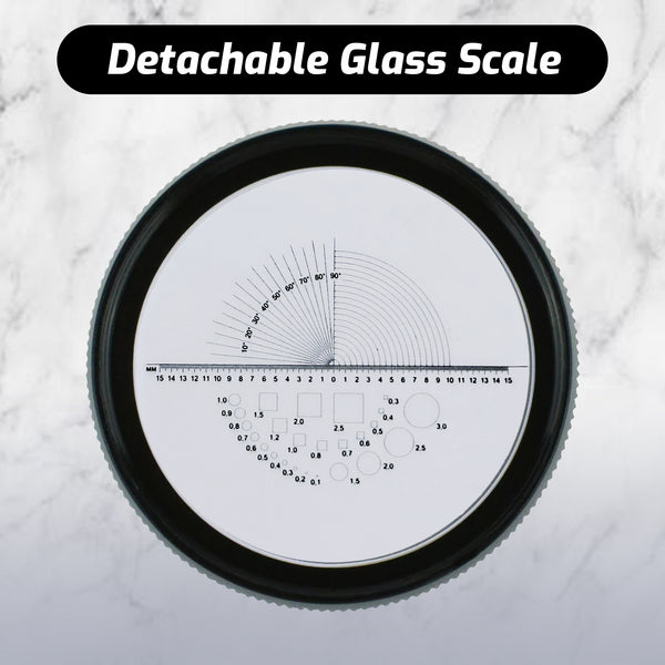 GEM-552 10X Magnification Loupe 5 White and 5 UV LEDs Rechargeable Scale Loop with Metal Body Detachable Glass Reticle for Jeweler, Watch Repair, Coins, Stamps, Gemstones