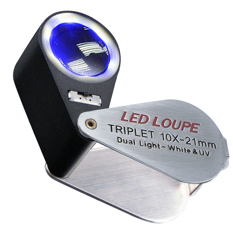 GM11 Mini 10X Jeweler Loupe Magnifier + LED & UV light, 21mm lens