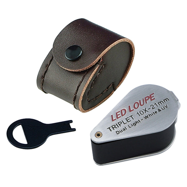 GM11 Mini 10X Jeweler Loupe Magnifier + LED & UV light, 21mm lens