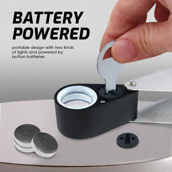 GM21 Mini Jeweler Loupe 20X Magnifier + LED & UV light 21mm lens