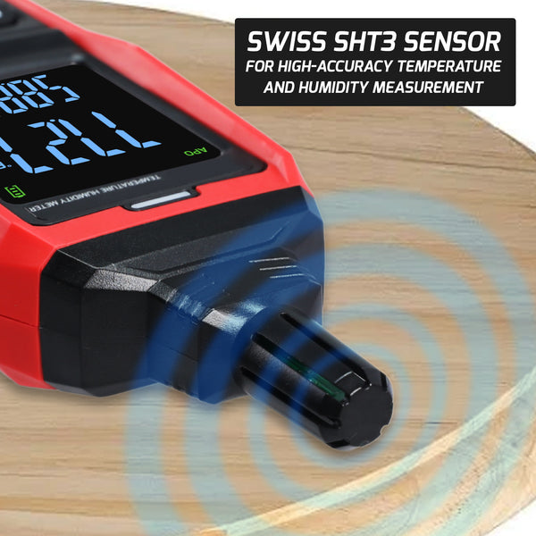HTM-482 Multi-Function Environmental Meter Thermo-Hygrometer Datalogging Temperature, Humidity and Wet Bulb Dew Point Measurement PC Connection Feature Record and Download