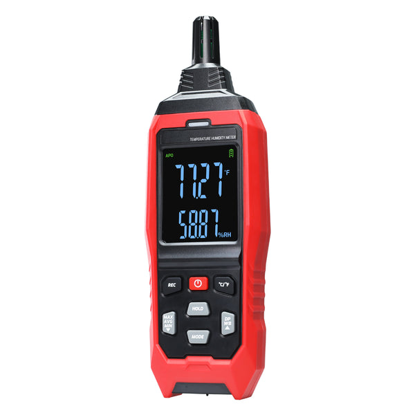 HTM-482 Multi-Function Environmental Meter Thermo-Hygrometer Datalogging Temperature, Humidity and Wet Bulb Dew Point Measurement PC Connection Feature Record and Download