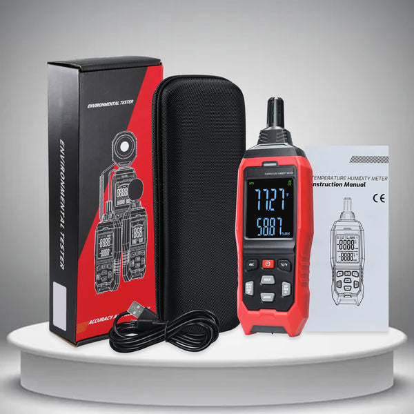 HTM-482 Multi-Function Environmental Meter Thermo-Hygrometer Datalogging Temperature, Humidity and Wet Bulb Dew Point Measurement PC Connection Feature Record and Download