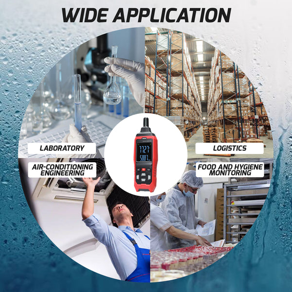 HTM-482 Multi-Function Environmental Meter Thermo-Hygrometer Datalogging Temperature, Humidity and Wet Bulb Dew Point Measurement PC Connection Feature Record and Download