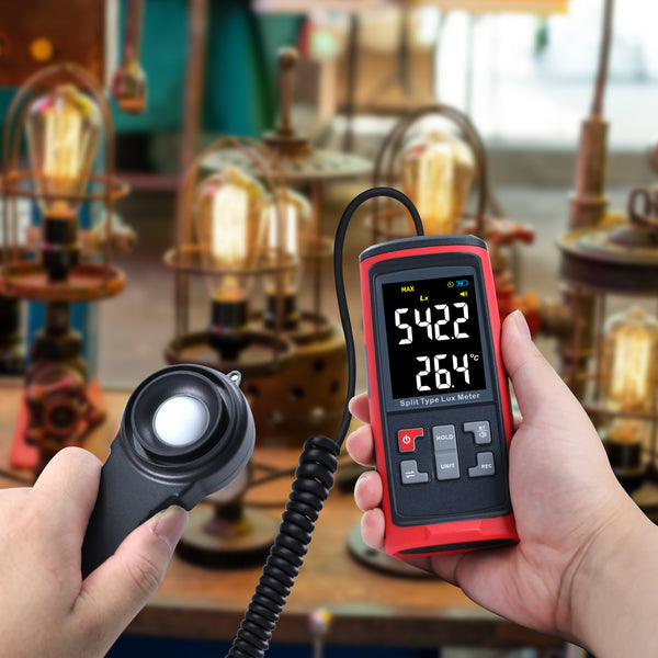 LUX-426 Split Type Digital Light Lux Meter with Temperature Measure Colored LCD Display Illuminance Meter for Luminosity Measuring & Monitoring