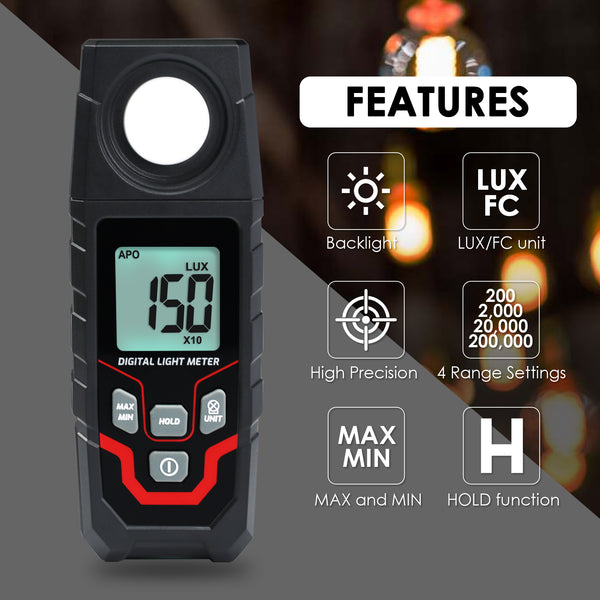 LUX-429 Digital Light Lux Meter Illuminance Tester Photometer Luxmeter High Precision Illuminometer Lx FC Measurement for Photography, Schools, Hospitals, Workplaces and other Environmental Monitoring