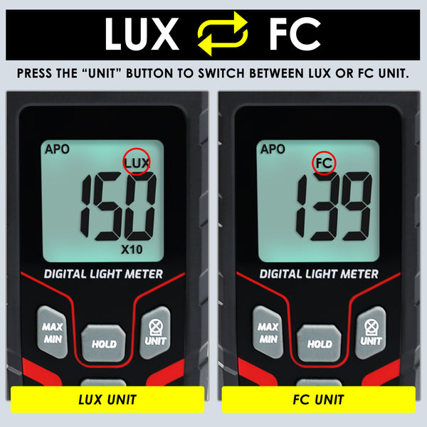 LUX-429 Digital Light Lux Meter Illuminance Tester Photometer Luxmeter High Precision Illuminometer Lx FC Measurement for Photography, Schools, Hospitals, Workplaces and other Environmental Monitoring