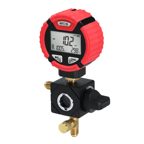 MNG-550H Digital High-Pressure Single Refrigerant Manifold Gauge with Leak Test Function and Control Valve, -14.5-800 psi, 88 Available Refrigerants for HVAC Auto AC Repair Tool