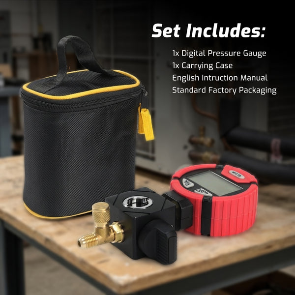 MNG-550H Digital High-Pressure Single Refrigerant Manifold Gauge with Leak Test Function and Control Valve, -14.5-800 psi, 88 Available Refrigerants for HVAC Auto AC Repair Tool
