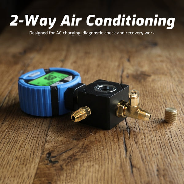 MNG-550L Digital Low-Pressure Single Refrigerant Manifold Gauge with Leak Test Function and Control Valve, -14.5~800psi, 88 Available Refrigerants for HVAC Auto AC Repair Tool