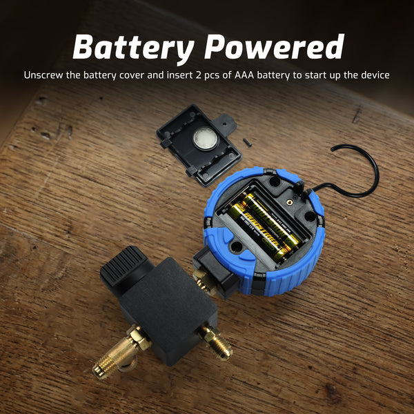 MNG-550L Digital Low-Pressure Single Refrigerant Manifold Gauge with Leak Test Function and Control Valve, -14.5~800psi, 88 Available Refrigerants for HVAC Auto AC Repair Tool