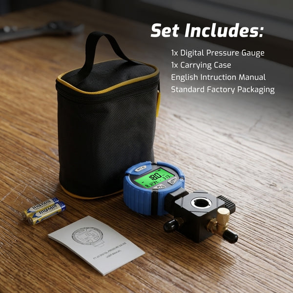 MNG-550L Digital Low-Pressure Single Refrigerant Manifold Gauge with Leak Test Function and Control Valve, -14.5~800psi, 88 Available Refrigerants for HVAC Auto AC Repair Tool