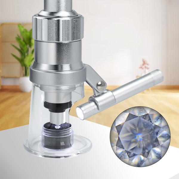 MSC-454 Magnification Microscope 100X LED Lightning Scale Loupe Compact Portable High Magnifying Glass Geology Metallurgy Research