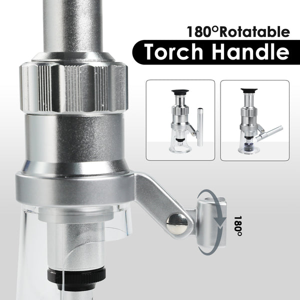 MSC-454 Magnification Microscope 100X LED Lightning Scale Loupe Compact Portable High Magnifying Glass Geology Metallurgy Research