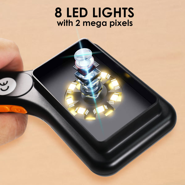 MSC-520 500X Digital Microscope with 3.0" IPS Screen, Autofocus, 64GB TF Card Support, Photo and Video with 8 LED Lights – for Windows/Mac Portable Magnifier for Coin, PCB Circuit Repair, Jewelry Inspection, School Laboratory etc.