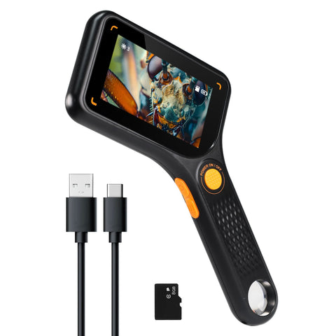 MSC-520 500X Digital Microscope with 3.0" IPS Screen, Autofocus, 64GB TF Card Support, Photo and Video with 8 LED Lights – for Windows/Mac Portable Magnifier for Coin, PCB Circuit Repair, Jewelry Inspection, School Laboratory etc.