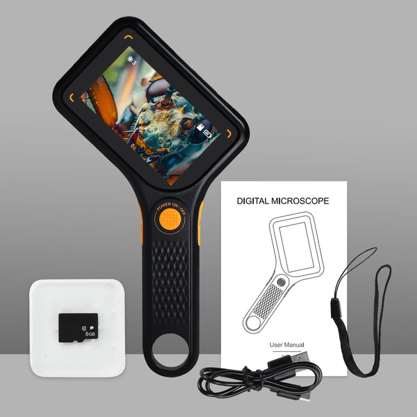 MSC-520 500X Digital Microscope with 3.0" IPS Screen, Autofocus, 64GB TF Card Support, Photo and Video with 8 LED Lights – for Windows/Mac Portable Magnifier for Coin, PCB Circuit Repair, Jewelry Inspection, School Laboratory etc.