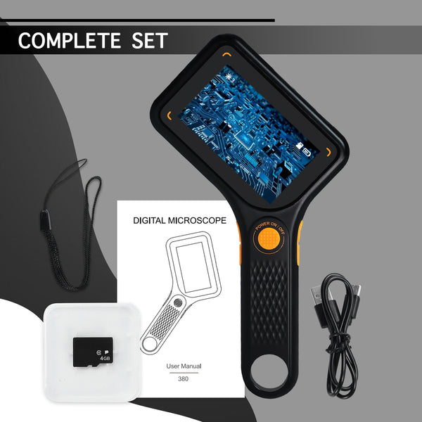 MSC-520 500X Digital Microscope with 3.0" IPS Screen, Autofocus, 64GB TF Card Support, Photo and Video with 8 LED Lights – for Windows/Mac Portable Magnifier for Coin, PCB Circuit Repair, Jewelry Inspection, School Laboratory etc.