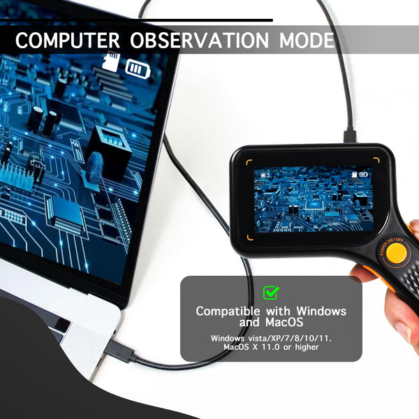 MSC-520 500X Digital Microscope with 3.0" IPS Screen, Autofocus, 64GB TF Card Support, Photo and Video with 8 LED Lights – for Windows/Mac Portable Magnifier for Coin, PCB Circuit Repair, Jewelry Inspection, School Laboratory etc.