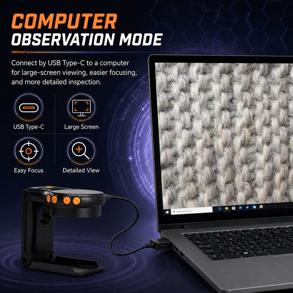 MSC-555 Handheld 500X Digital Microscope, Portable Folding Magnifier with Auto Focus, 8 LED Lights, 2.0 IPS Screen, PC Support Windows & macOS, Rechargeable Battery with 8GB TF Card for PCB Repair, Textile Inspection, Coin Collecting. etc.
