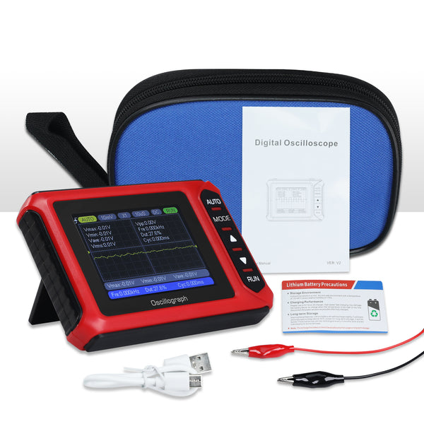 MUL-498 Portable Handheld Digital Oscilloscope Voltage, Frequency, Rise Time, Duty Cycle for Professional and DIY Analysis