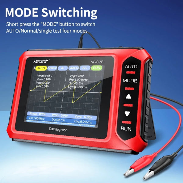 MUL-498 Portable Handheld Digital Oscilloscope Voltage, Frequency, Rise Time, Duty Cycle for Professional and DIY Analysis