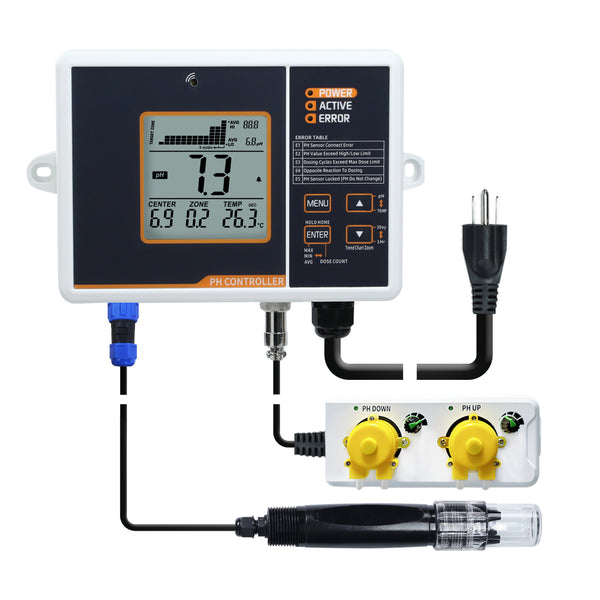 PHC-402 Dual Relay Digital pH Controller with Temperature Compensation UP and DOWN Adjustable Dosing for Aquarium, Hydroponics System and Indoor Plant Grow
