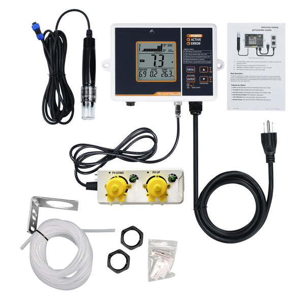 PHC-402 Dual Relay Digital pH Controller with Temperature Compensation UP and DOWN Adjustable Dosing for Aquarium, Hydroponics System and Indoor Plant Grow
