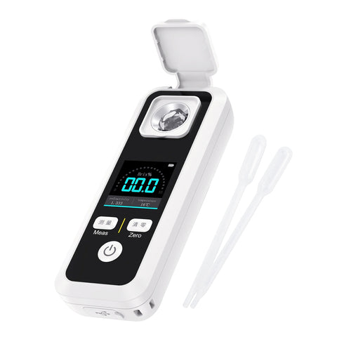 REF-507 Professional Digital Brix Refractometer with Auto-Repeat Measurement 0-55% Brix Range High-Accuracy Sugar Tester for Home Brewing, Wine, Juice, Fruits - Food & Agriculture Analysis Tool