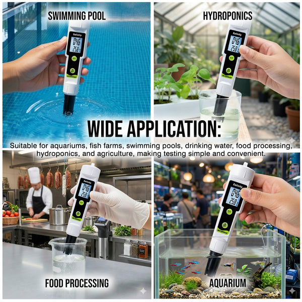 SAL-543 Salinity and Temperature Meter Digital Salinometer 0–199.9 ppt ATC with LCD Backlight, High Precision 2-in-1 Pen Tester for Aquarium, Fish Pond, Marine Tank, and Swimming Pool