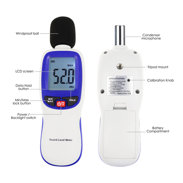 SLM-30B Professional Sound Level Meter with Smart Bluetooth Function 20000 Datalogging Max/MIN/Hold Alarm