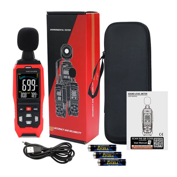 SLM-390 Decibel Meter with Data Logging function and A / C / Z Weighted Sound Meter Portable SPL Meter MAX/MIN/AVG, Data Hold Use for Home, Factory, Noisy Neighbor