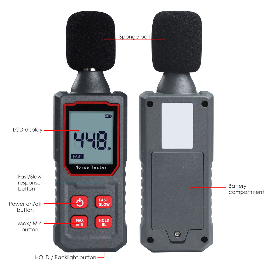 Spl Monitoring SLM-411 Digital Sound Level Meter 30~130 dBA Decibel Meter Capacitive ...