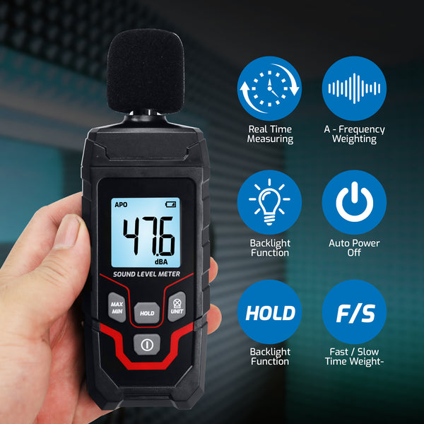 SLM-547 Sound Level Meter 30~130dB Decibel Meter Sound Noise Detector 0.1dB Resolution, High Precision SPL Tester Backlit LCD