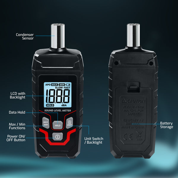 SLM-547 Sound Level Meter 30~130dB Decibel Meter Sound Noise Detector 0.1dB Resolution, High Precision SPL Tester Backlit LCD