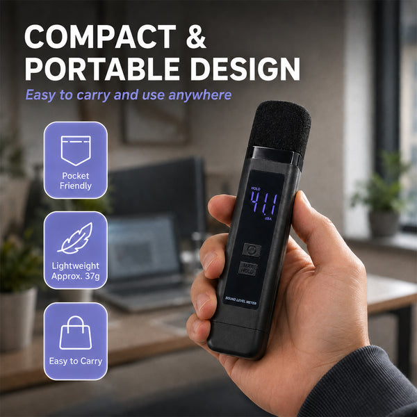 SLM-563 Decibel Meter Rechargeable Digital Sound Level Meter 30–130dB High Precision A-Weighted SPL Tester with Data Hold for Home, Office, Industrial, Construction