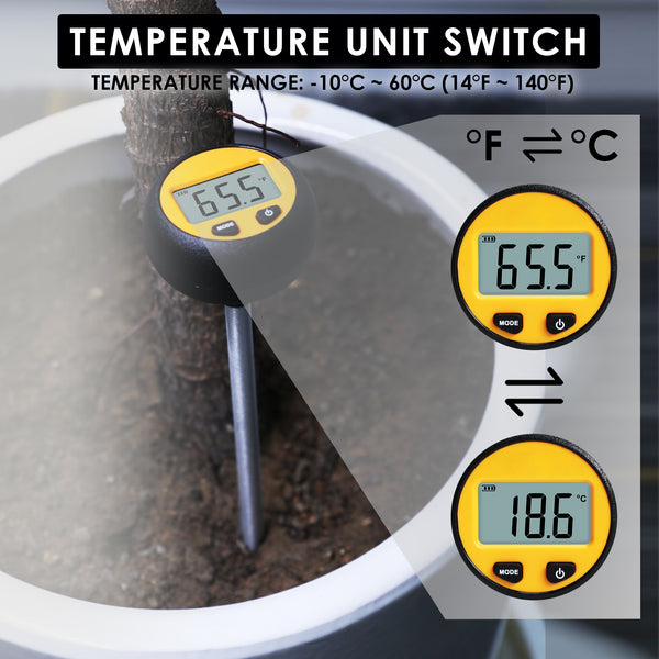 SQM-438 3-in-1 Soil Acidity / Alkalinity pH Tester with Temperature and Moisture Measurement 8.3-inch Metal Probe for Plant, Seedbed, Flower Farm, Agriculture, Orchard Soil Testing